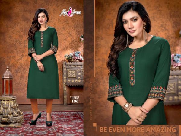 Fly Free Vihana Rayon Designer Casual Wear Kurti Collection